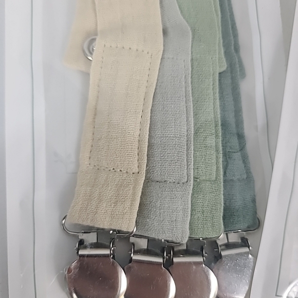 NEW Pacifier Clip Cotton Neutral Colors Set of 8 - Picture 2 of 4